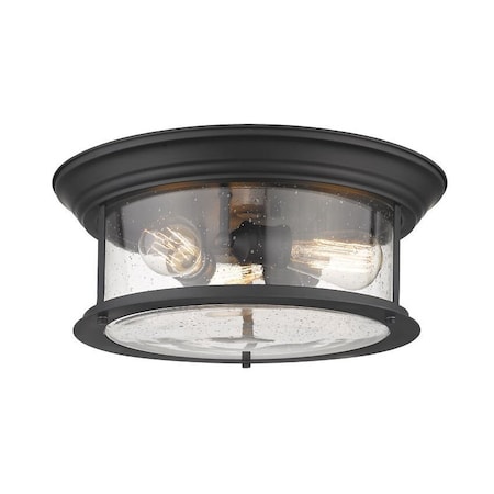 Z-Lite Sonna 3 Light Flush Mount, Matte Black And Clear Seedy 727F16-MB